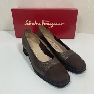 Salvatore Ferragamo Farix Heeled Shoes Leather‎ Suede Toe Size 7